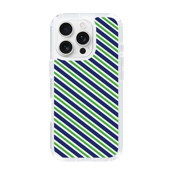 スリムプロテクションケース［ Small Stripe - Navy × Green ］