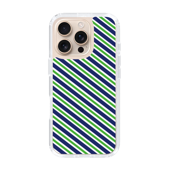 スリムプロテクションケース［ Small Stripe - Navy × Green ］