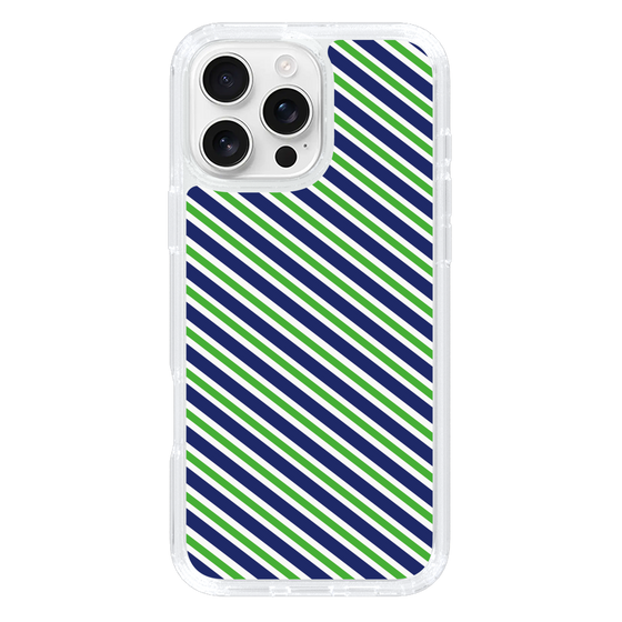 スリムプロテクションケース［ Small Stripe - Navy × Green ］