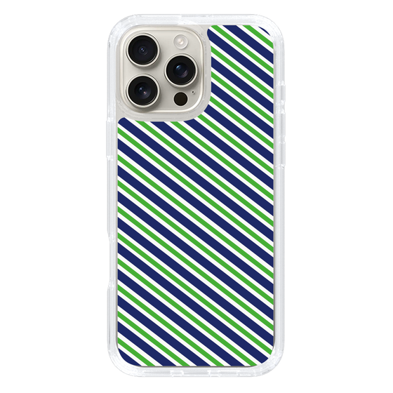 スリムプロテクションケース［ Small Stripe - Navy × Green ］