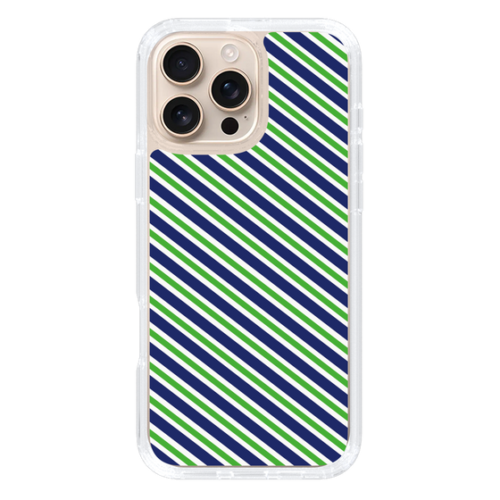 スリムプロテクションケース［ Small Stripe - Navy × Green ］