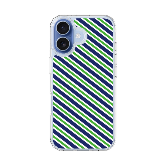 スリムプロテクションケース［ Small Stripe - Navy × Green ］