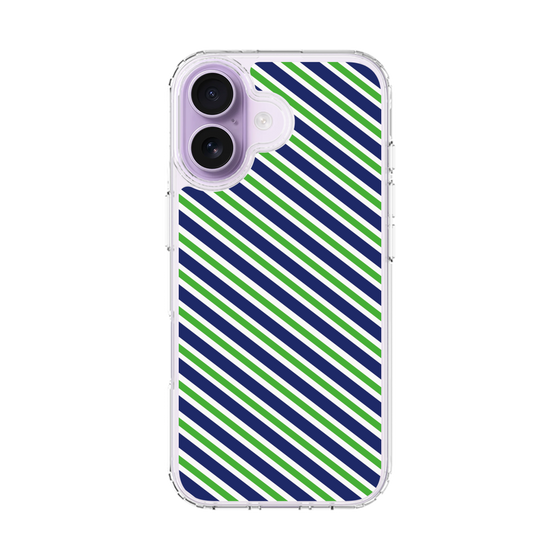 スリムプロテクションケース［ Small Stripe - Navy × Green ］