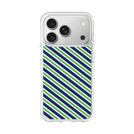 スリムプロテクションケース［ Small Stripe - Navy × Green ］