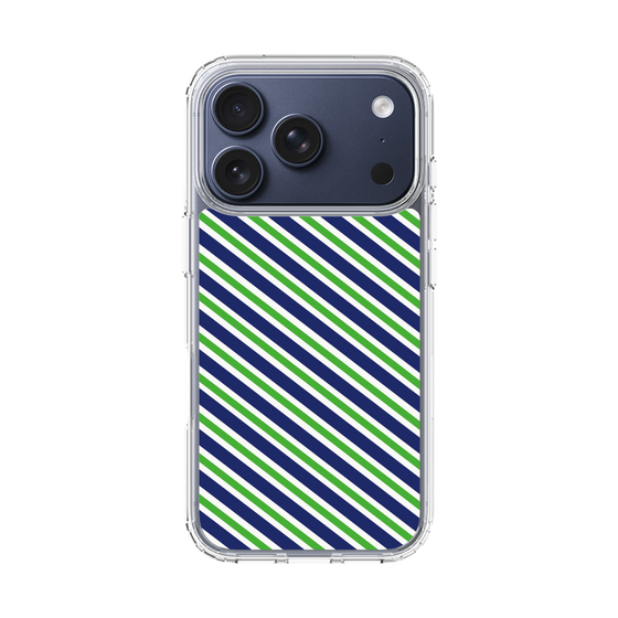 スリムプロテクションケース［ Small Stripe - Navy × Green ］