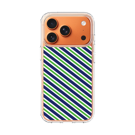 スリムプロテクションケース［ Small Stripe - Navy × Green ］