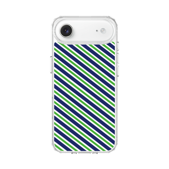 スリムプロテクションケース［ Small Stripe - Navy × Green ］