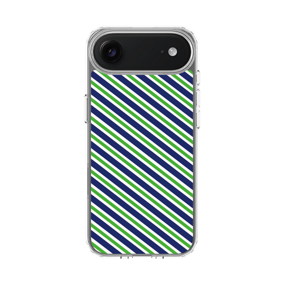 スリムプロテクションケース［ Small Stripe - Navy × Green ］