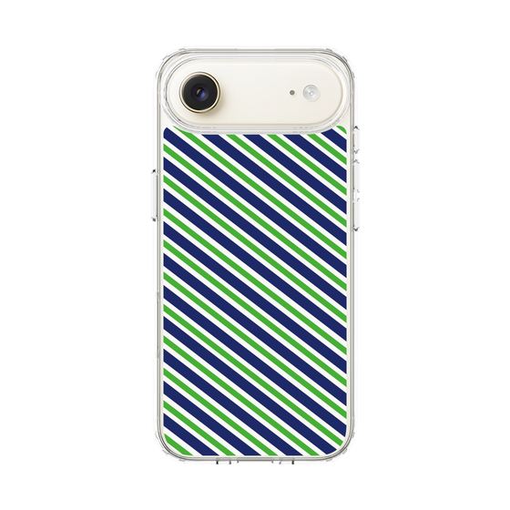 スリムプロテクションケース［ Small Stripe - Navy × Green ］