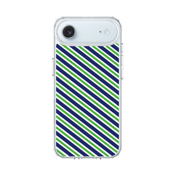 スリムプロテクションケース［ Small Stripe - Navy × Green ］