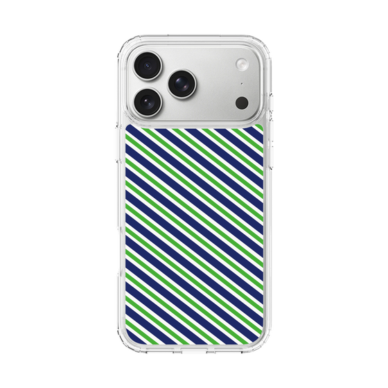 スリムプロテクションケース［ Small Stripe - Navy × Green ］