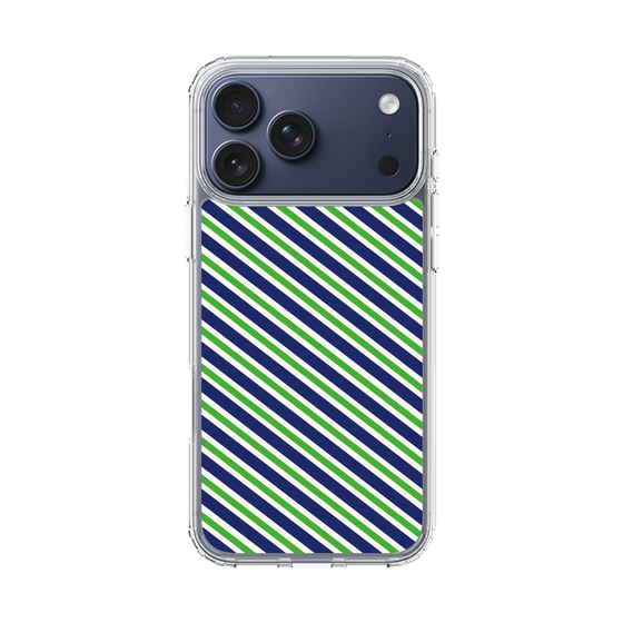 スリムプロテクションケース［ Small Stripe - Navy × Green ］