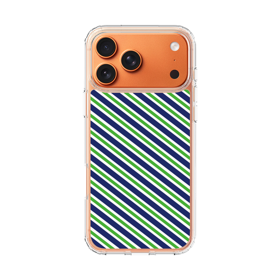 スリムプロテクションケース［ Small Stripe - Navy × Green ］