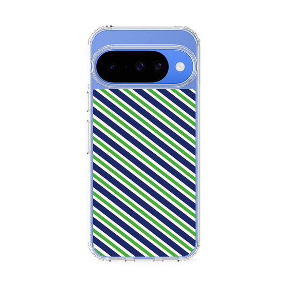 スリムプロテクションケース［ Small Stripe - Navy × Green ］
