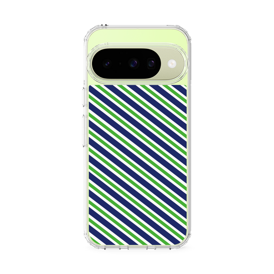 スリムプロテクションケース［ Small Stripe - Navy × Green ］
