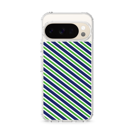 スリムプロテクションケース［ Small Stripe - Navy × Green ］