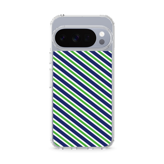 スリムプロテクションケース［ Small Stripe - Navy × Green ］