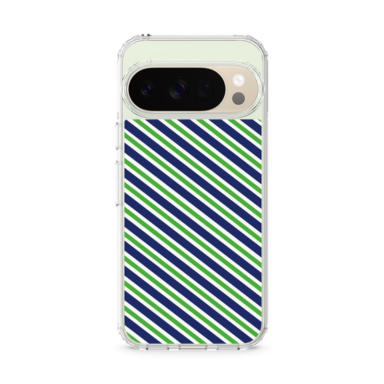 スリムプロテクションケース［ Small Stripe - Navy × Green ］