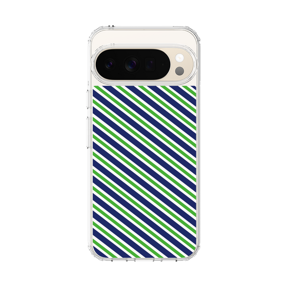 スリムプロテクションケース［ Small Stripe - Navy × Green ］