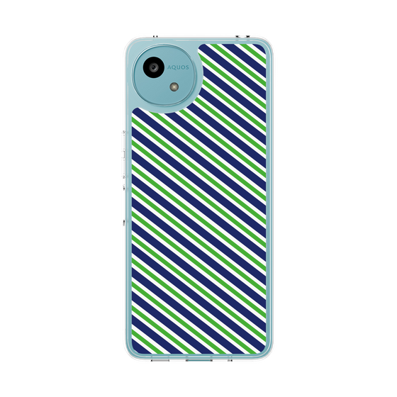 スリムプロテクションケース［ Small Stripe - Navy × Green ］