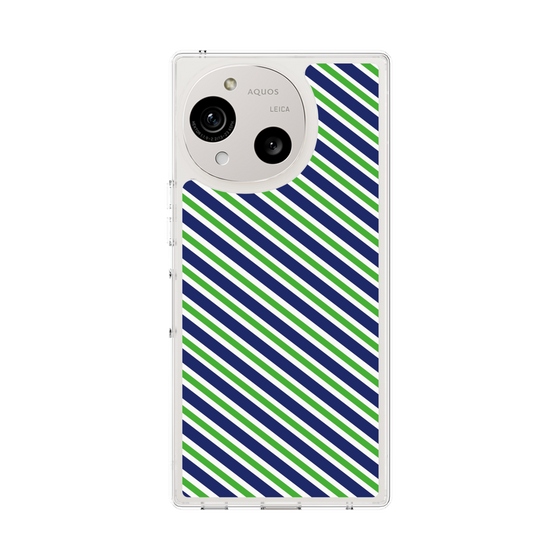 スリムプロテクションケース［ Small Stripe - Navy × Green ］
