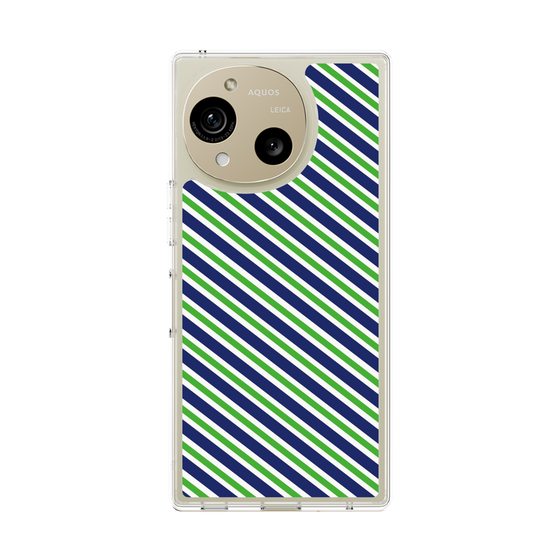 スリムプロテクションケース［ Small Stripe - Navy × Green ］