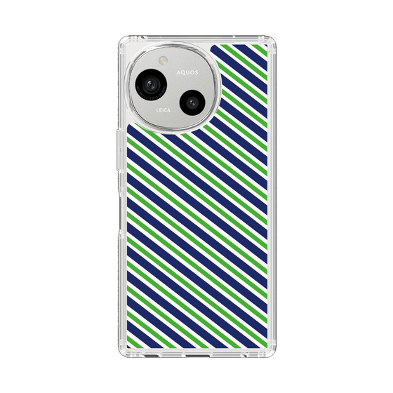 スリムプロテクションケース［ Small Stripe - Navy × Green ］