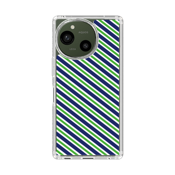 スリムプロテクションケース［ Small Stripe - Navy × Green ］