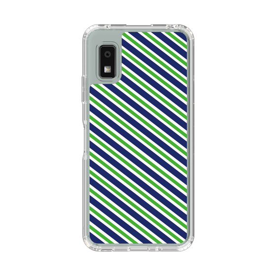 スリムプロテクションケース［ Small Stripe - Navy × Green ］