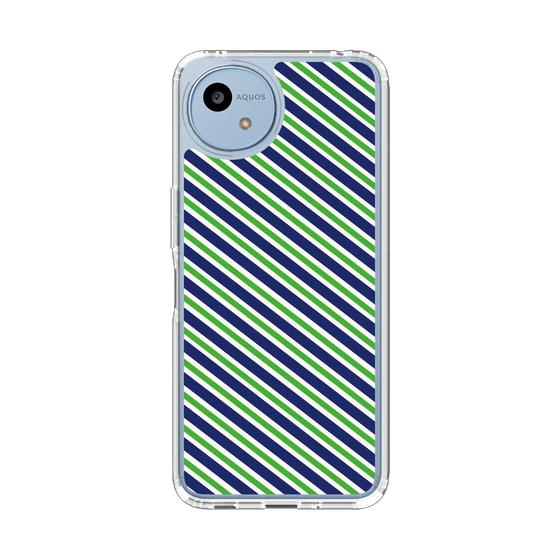 スリムプロテクションケース［ Small Stripe - Navy × Green ］
