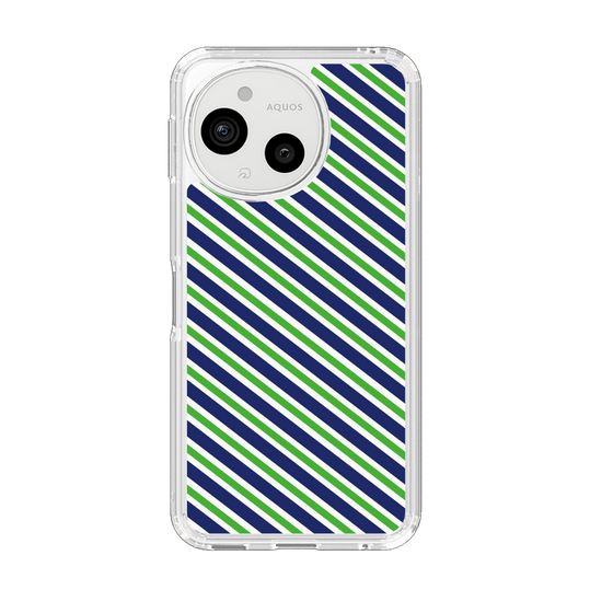 スリムプロテクションケース［ Small Stripe - Navy × Green ］