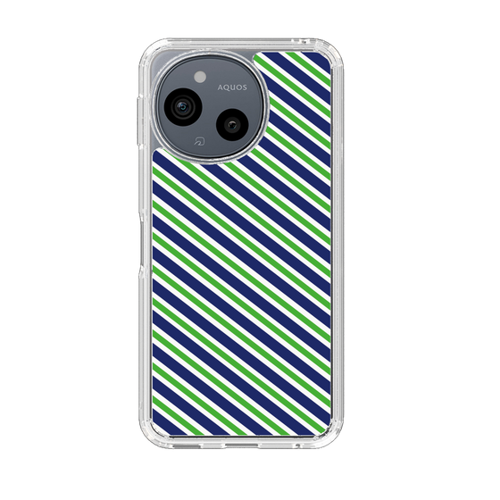 スリムプロテクションケース［ Small Stripe - Navy × Green ］