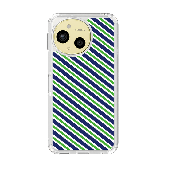スリムプロテクションケース［ Small Stripe - Navy × Green ］