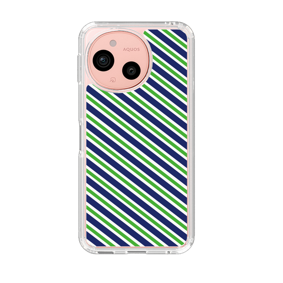 スリムプロテクションケース［ Small Stripe - Navy × Green ］