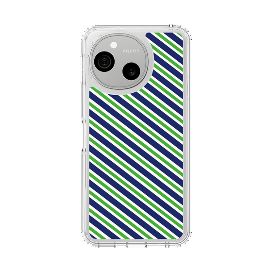 スリムプロテクションケース［ Small Stripe - Navy × Green ］