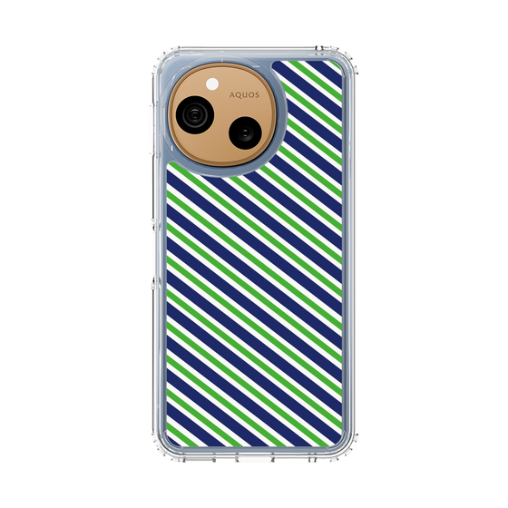 スリムプロテクションケース［ Small Stripe - Navy × Green ］