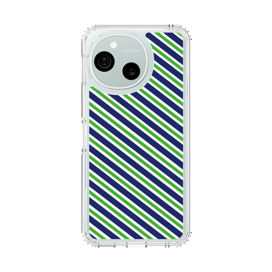 スリムプロテクションケース［ Small Stripe - Navy × Green ］