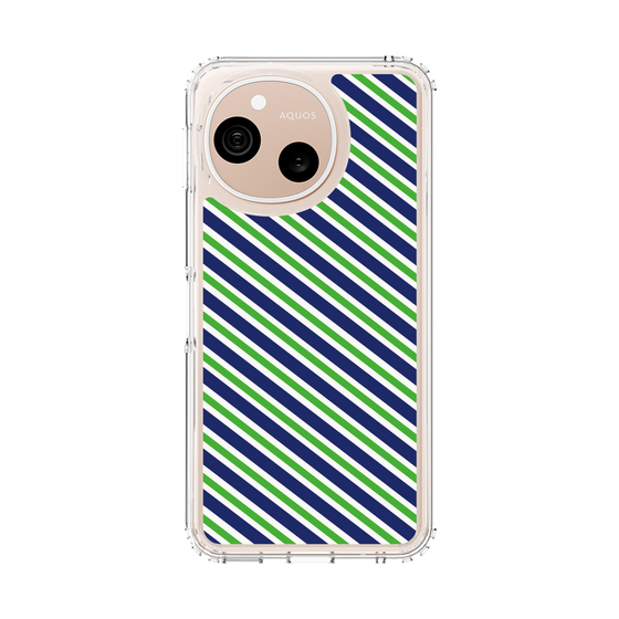 スリムプロテクションケース［ Small Stripe - Navy × Green ］