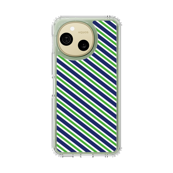 スリムプロテクションケース［ Small Stripe - Navy × Green ］