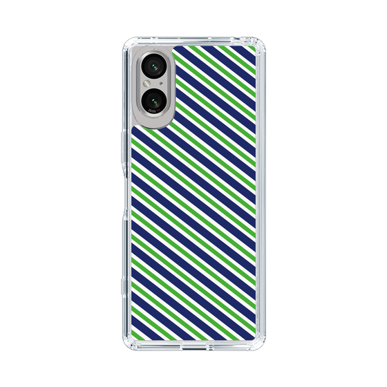 スリムプロテクションケース［ Small Stripe - Navy × Green ］