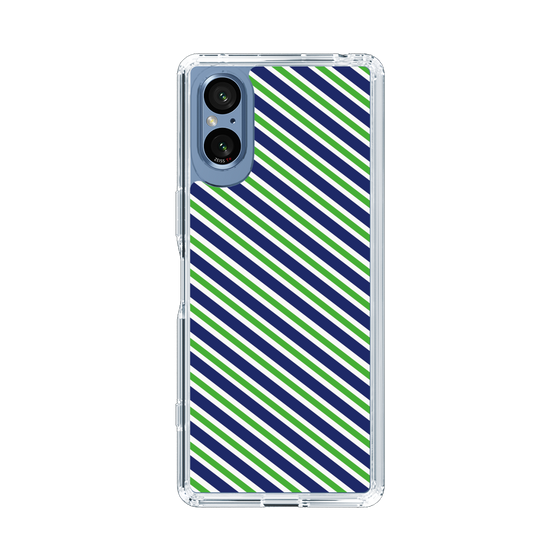 スリムプロテクションケース［ Small Stripe - Navy × Green ］