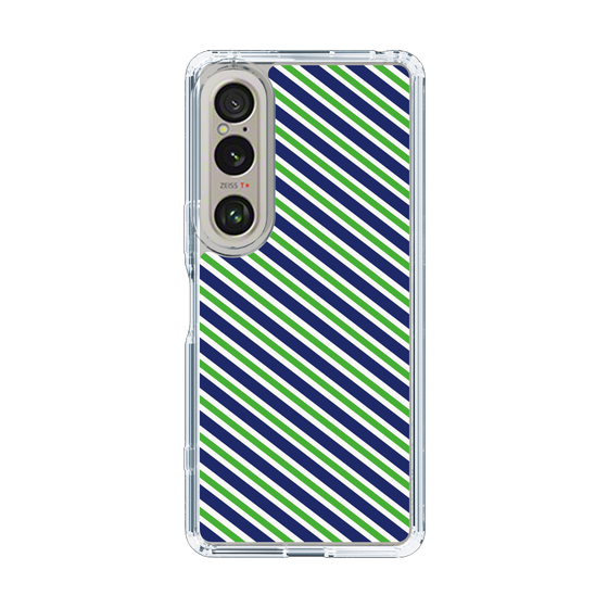 スリムプロテクションケース［ Small Stripe - Navy × Green ］