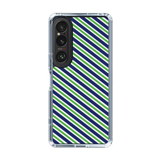 スリムプロテクションケース［ Small Stripe - Navy × Green ］