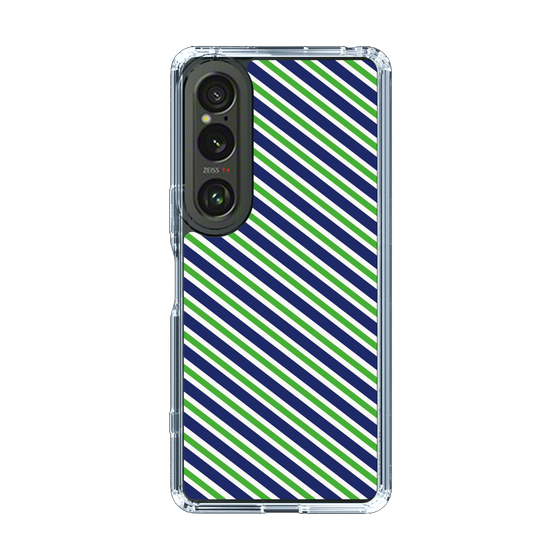 スリムプロテクションケース［ Small Stripe - Navy × Green ］