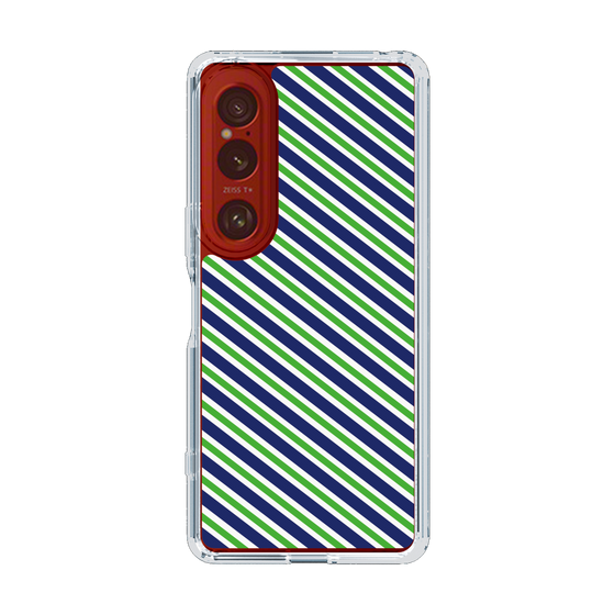 スリムプロテクションケース［ Small Stripe - Navy × Green ］