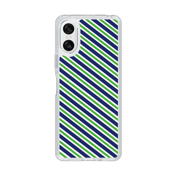 スリムプロテクションケース［ Small Stripe - Navy × Green ］