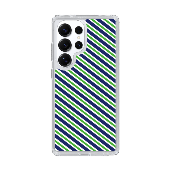 スリムプロテクションケース［ Small Stripe - Navy × Green ］