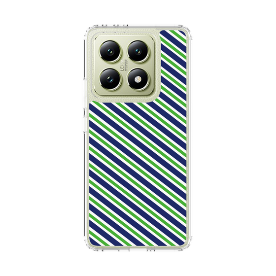 スリムプロテクションケース［ Small Stripe - Navy × Green ］