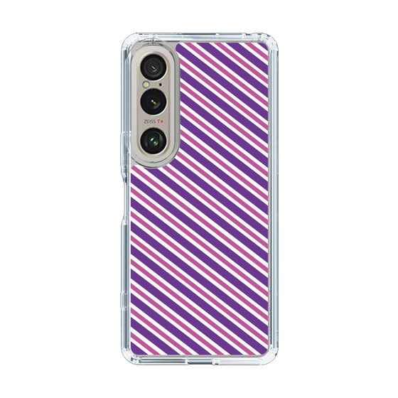 スリムプロテクションケース［ Small Stripe - Purple × Pink ］