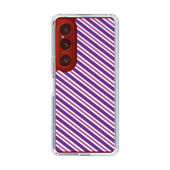 スリムプロテクションケース［ Small Stripe - Purple × Pink ］